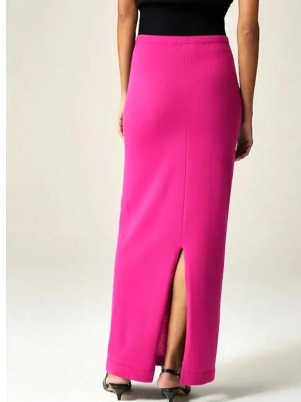 NWT J.Crew Featherweight Cashmere Column Maxi Neon Bougainvillea Flash Skirt L - Picture 2 of 7